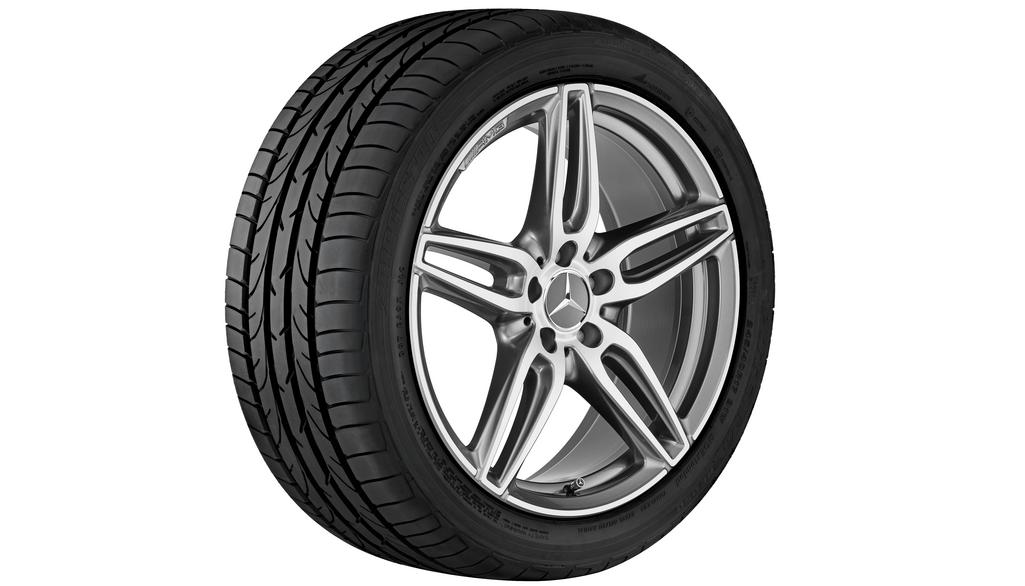 AMG 5-twin-spoke wheel, 45.7 cm (18-inch), high-sheen, CLA/ B-Class/ A-Class, 225/40 R18/, titanium gray, A17640107007X21 AMG 5-twin-spoke wheel, 45.7 cm (18-inch), high-sheen, CLA/ B-Class/ A-Class, 225/40 R18/, titanium gray, A17640107007X21