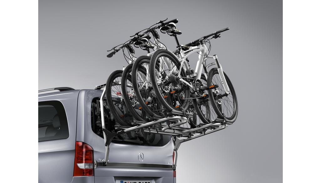 Heckfahrradträger, auf Heckklappe, V-Klasse/EQV/ Vito/eVito, silberfarben, schwarz, A4478901700 Heckfahrradträger, auf Heckklappe, V-Klasse/EQV/ Vito/eVito, silberfarben, schwarz, A4478901700