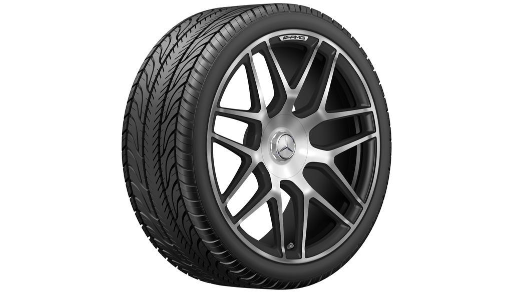 AMG Schmiederad im Kreuzspeichen-Design, 55,9 cm (22 Zoll), glanzgedreht, G-Klasse, 295/40 R22/, schwarz matt, A46340120007X36