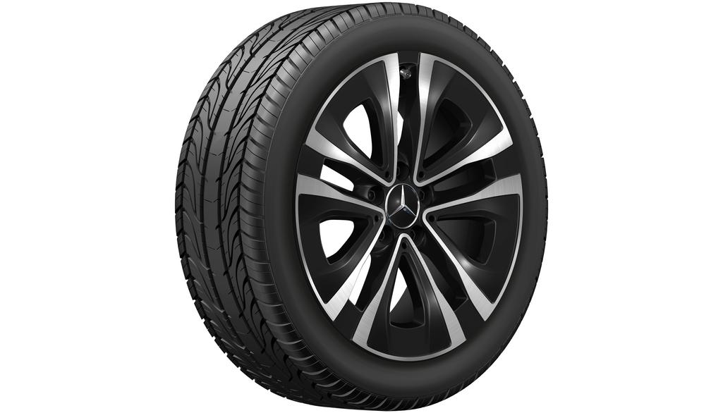 5-spaaks velg, met extra spaken, 45,7 cm (18 inch), hoogglans, Aero, CLA/B-Klasse/A-Klasse, 225/45 R18/, zwart, A17740131007X23
