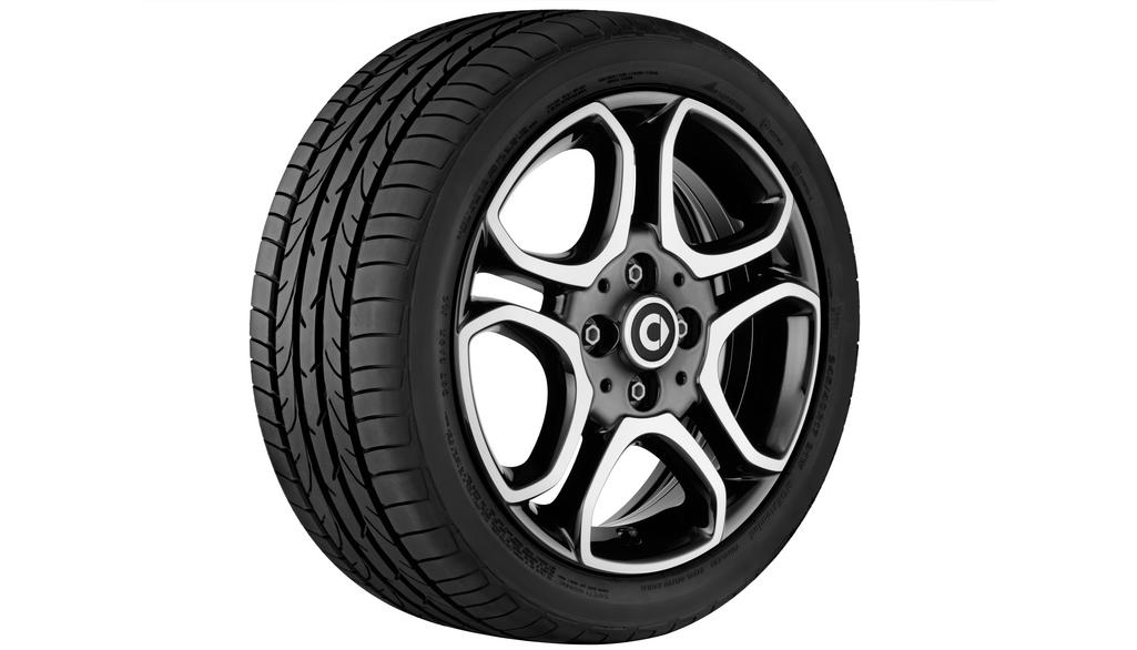 10-Speichen-Leichtmetallrad, 38,1 cm (15 Zoll), glanzgedreht, smart, 165/65 R15/, schwarz, A4534018500 10-Speichen-Leichtmetallrad, 38,1 cm (15 Zoll), glanzgedreht, smart, 165/65 R15/, schwarz, A4534018500