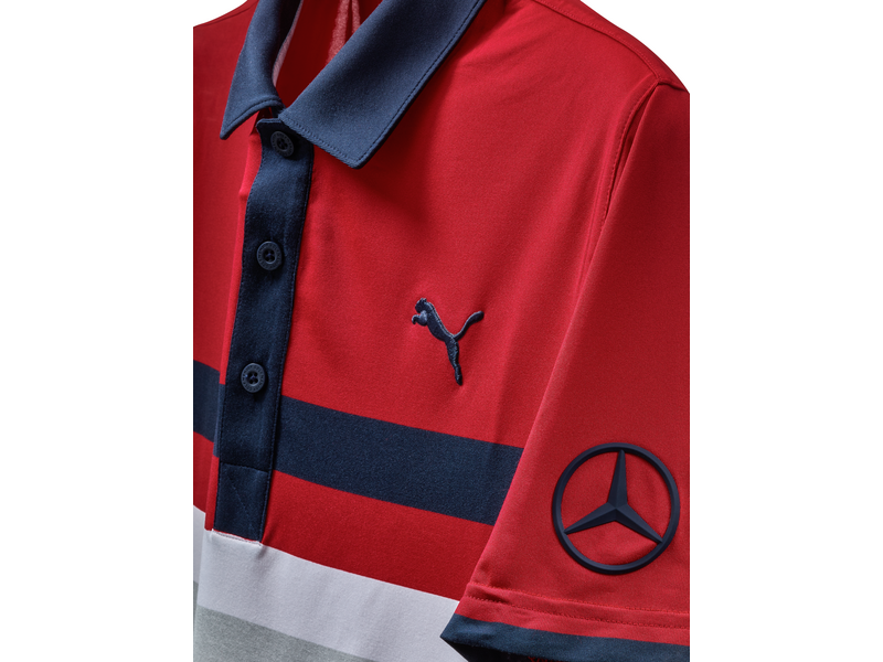 Golf-Poloshirt Herren, grau / navy / rot, B6645059