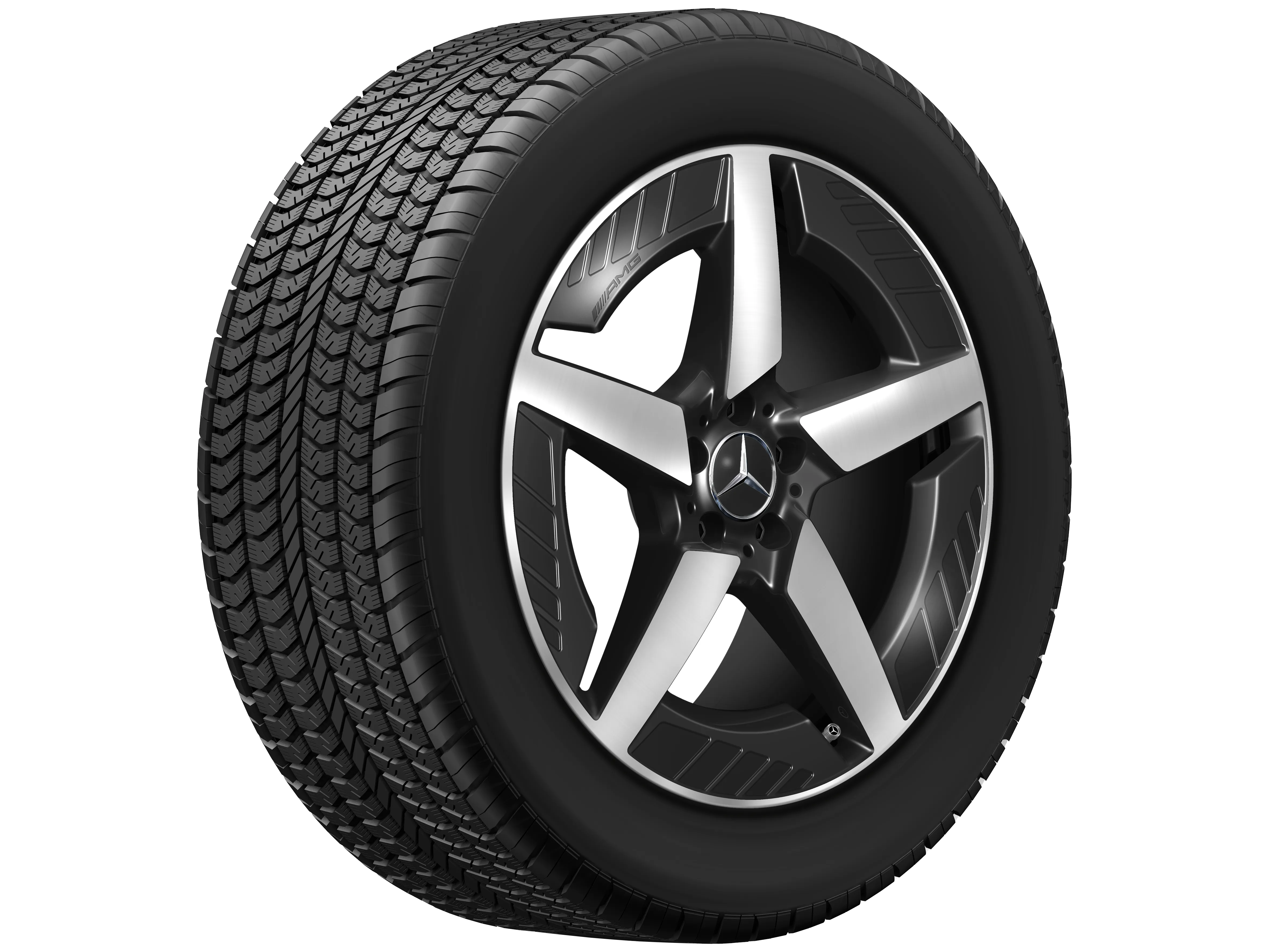 AMG Leichtmetallrad, im 5-Speichen-Design, 50,8 cm (20 Zoll), 9 J x 20 ET 44,1, schwarz, glanzgedreht, A16740166017X23 AMG Leichtmetallrad, im 5-Speichen-Design, 50,8 cm (20 Zoll), 9 J x 20 ET 44,1, schwarz, glanzgedreht, A16740166017X23