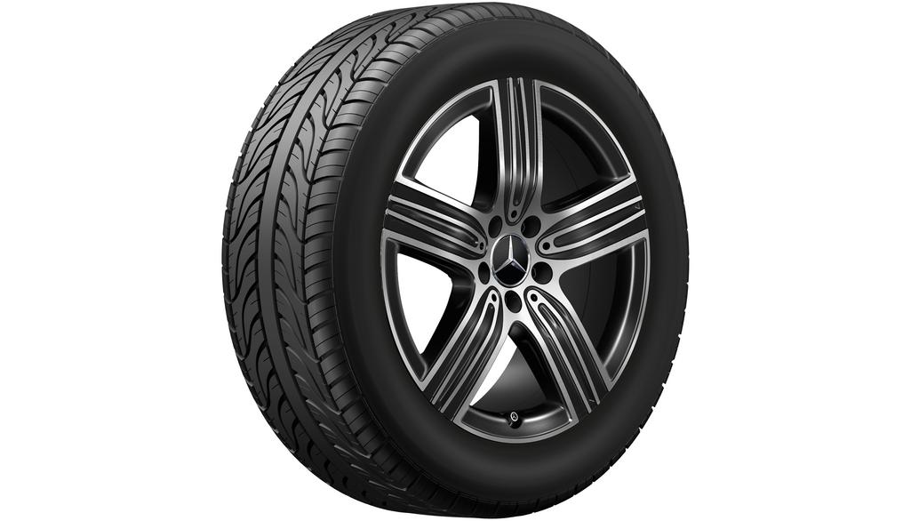 Cerchio a 5 razze, 45,7 cm (18 pollici), lucido, ottimizzato per l'aerodinamica, GLB/ GLA, 235/55 R18/, nero, A24740138007X23 Cerchio a 5 razze, 45,7 cm (18 pollici), lucido, ottimizzato per l'aerodinamica, GLB/ GLA, 235/55 R18/, nero, A24740138007X23