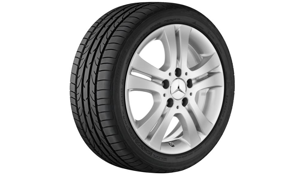 Cerchio a 5 doppie razze, 40,6 cm (16 pollici), Classe B/Classe A, 205/55 R16/, argento titanio, A16940100009765 Cerchio a 5 doppie razze, 40,6 cm (16 pollici), Classe B/Classe A, 205/55 R16/, argento titanio, A16940100009765