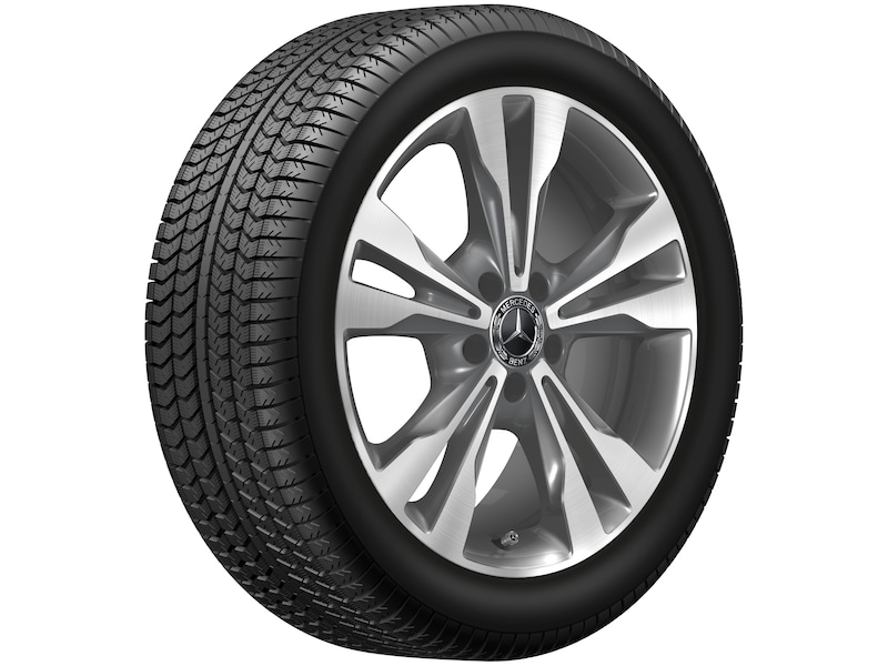 Mercedes-Benz Original Winter-Komplettrad 5-Doppelspeichen tremolit-metallic glanzgedreht , Michelin, Pilot Alpin PA4 MO, 245/45 R18 100 V XL, Winter, Q44019151034A