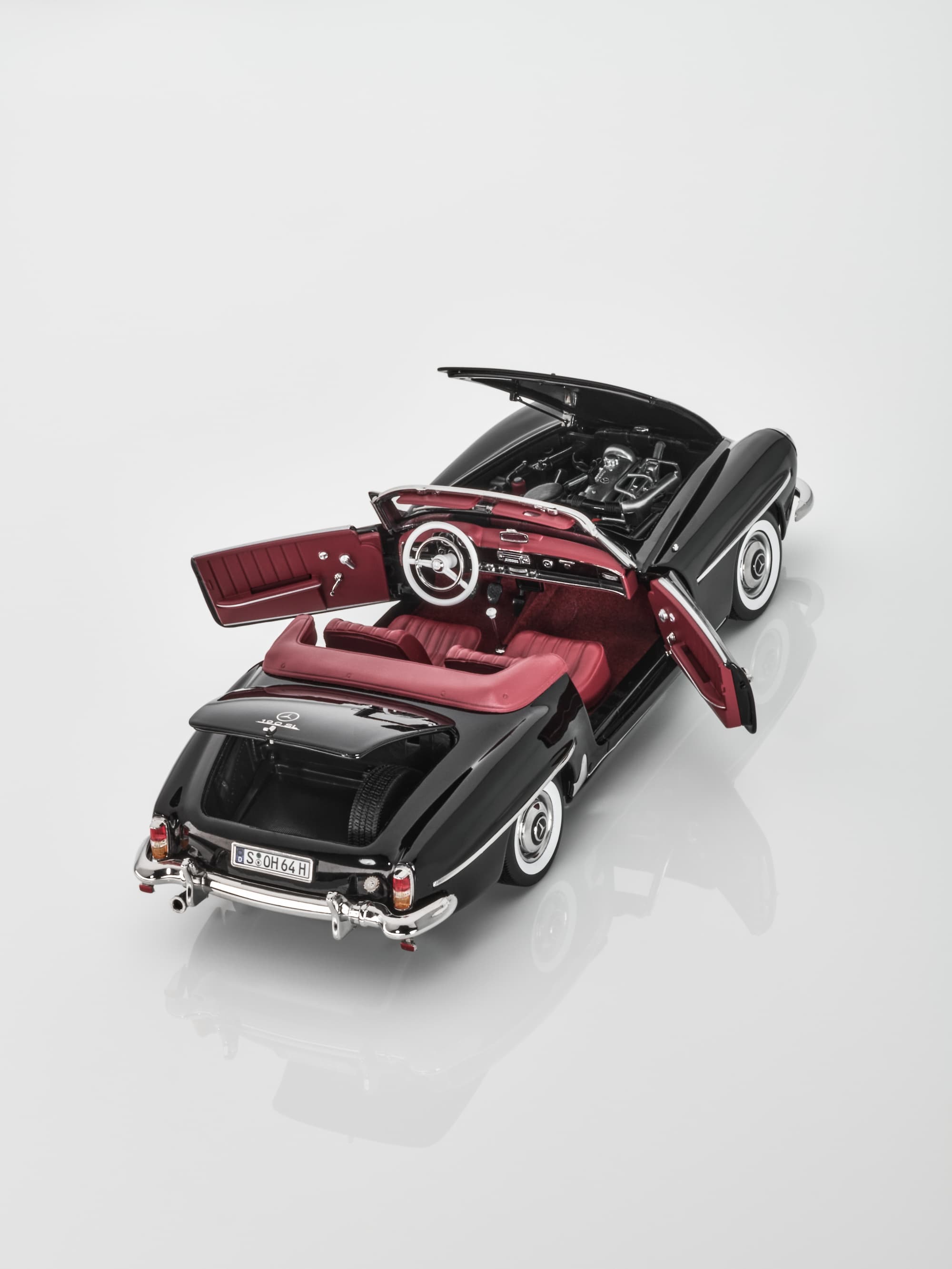 Modellauto: 190 SL Roadster W 121 (1954-1963), schwarz, Norev, 1:18, B66040717