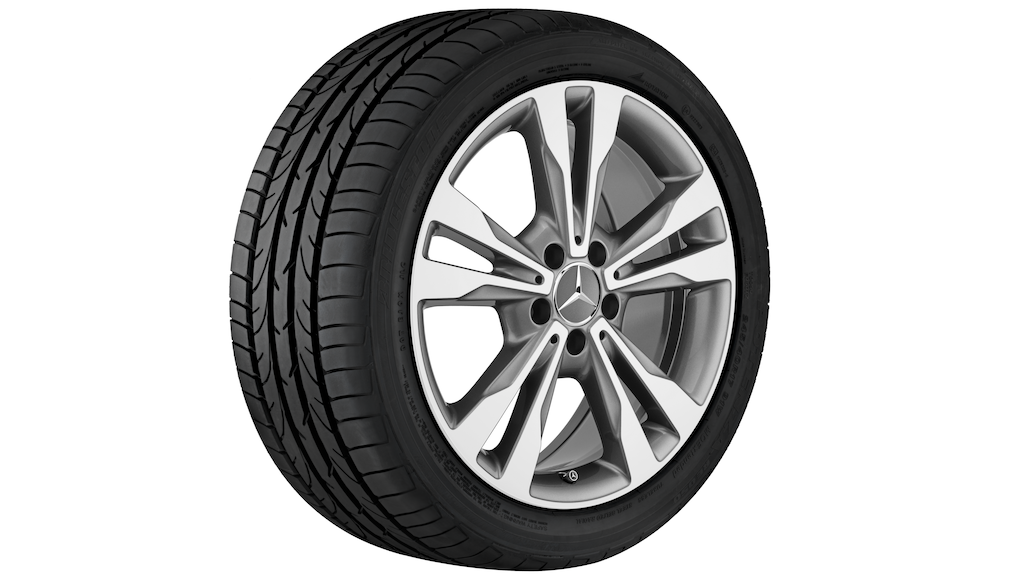 5-Doppelspeichen-Rad Grau Himalaya Glanzgedreht, Bridgestone, Potenza S001 MO, 18", Sommer, Q4402419103200J2023