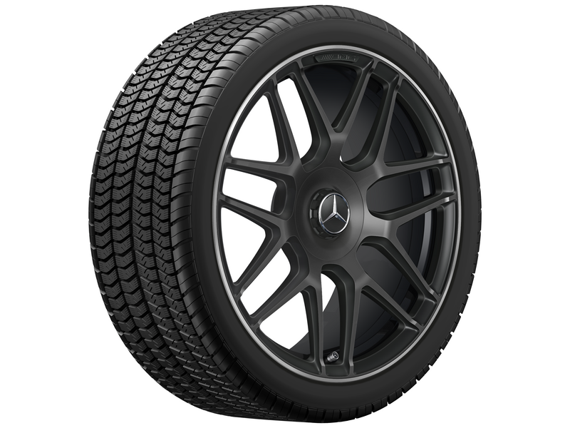 AMG Schmiederad im Kreuzspeichen-Design, 48,3 cm (19 Zoll), Felgenhorn glanzgedreht, A-Klasse, 245/35 R19/, schwarz matt, A17740125007X71