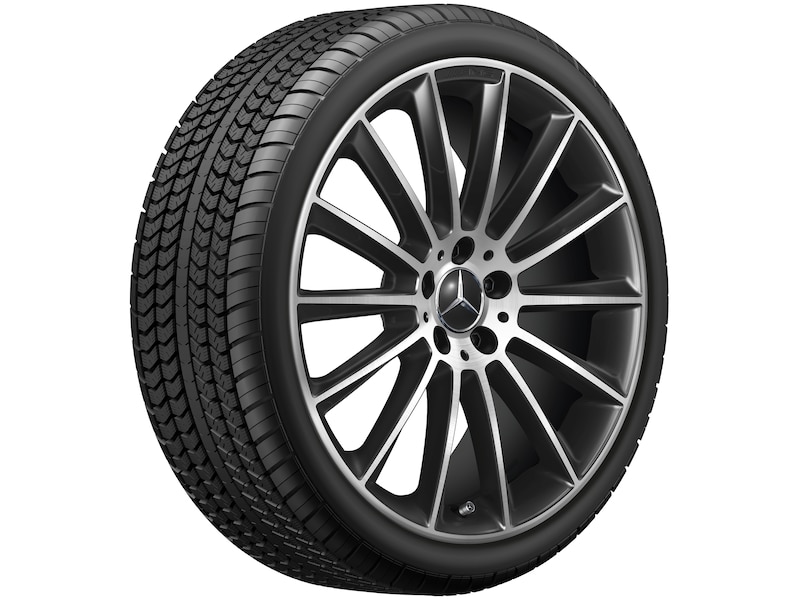 Mercedes-Benz Original Sommer-Komplettrad AMG Vielspeichen schwarz glanzgedreht , Pirelli, P-Zero (PZ4) MOE, 245/35 R20 95 Y XL, Sommer, Q440641710460