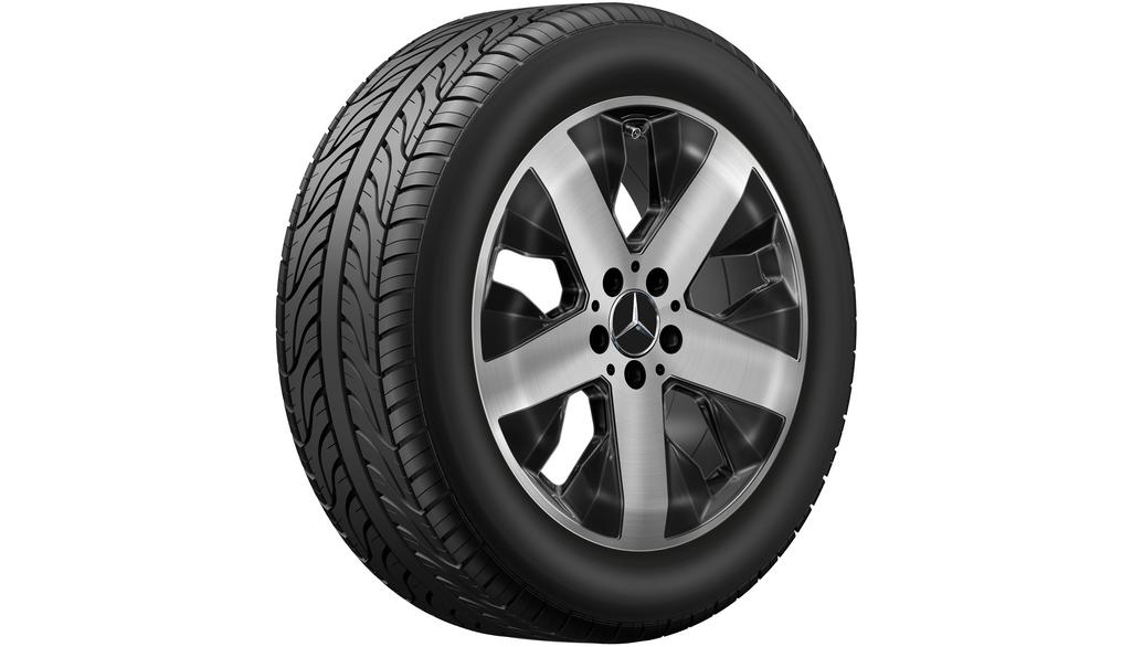 5-Speichen-Rad, 45,7 cm (18 Zoll), glanzgedreht, GLB/ GLA, 235/55 R18/, schwarz, A24740128007X23 5-Speichen-Rad, 45,7 cm (18 Zoll), glanzgedreht, GLB/ GLA, 235/55 R18/, schwarz, A24740128007X23