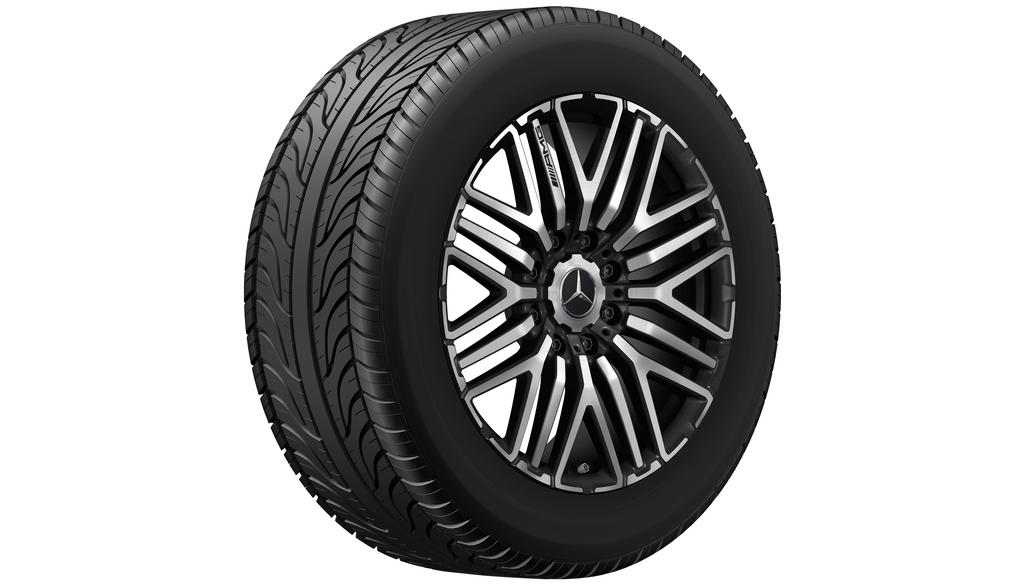 AMG Schmiederad im Kreuzspeichen-Design, 55,9 cm (22 Zoll), glanzgedreht, G-Klasse, 325/55 R22/, schwarz matt, A46340140007X36 AMG Schmiederad im Kreuzspeichen-Design, 55,9 cm (22 Zoll), glanzgedreht, G-Klasse, 325/55 R22/, schwarz matt, A46340140007X36