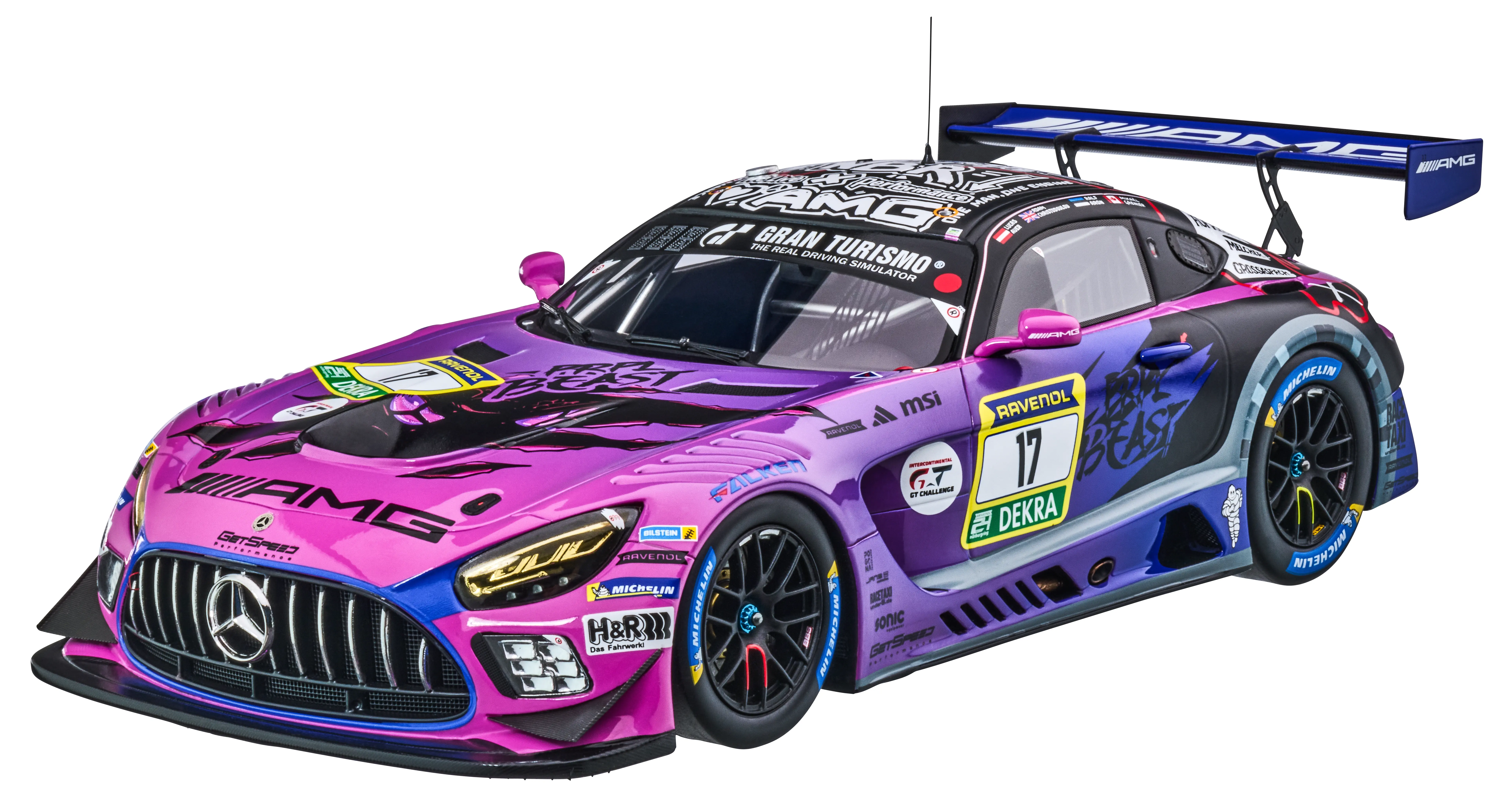 Modellauto: Mercedes-AMG GT3, ADAC RAVENOL 24h Nürburgring 2025, C190, lila, Minimax, 1:18, B66960855