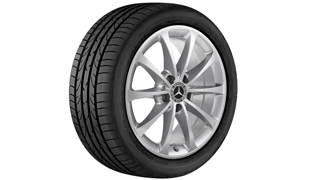 10-spoke wheel, 43.2 cm (17 inch), (e.g. CLA/ B-Class/ A-Class), 205/55 R17/, vanadium silver, A17740103007X45