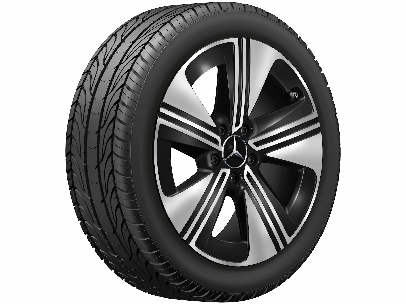 5-spaaks wiel, Aero, 45,7 cm (18 inch), 7,5 J x 18 ET 48,4, zwart, hoogglans, aluminium, A17440103007X23