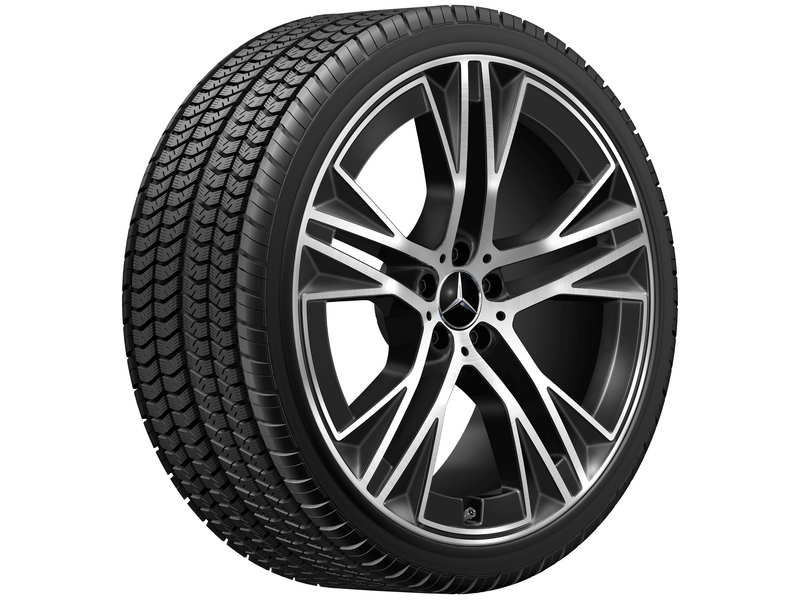 5-Doppelspeichen-Rad, Aero, 55,9 cm (22 Zoll), glanzgedreht, EQS, 275/40 R22/, schwarz, A29640109007X23