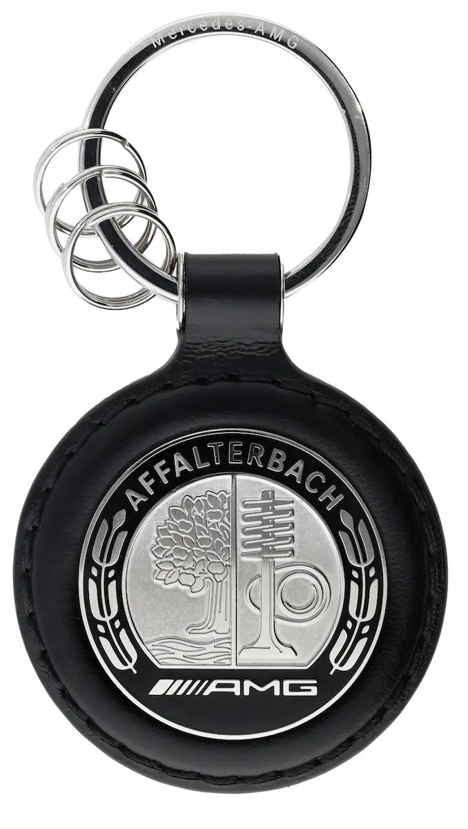 AMG Schlüsselanhänger, Affalterbach, schwarz / silberfarben, Edelstahl / Leder, B67960045 AMG Schlüsselanhänger, Affalterbach, schwarz / silberfarben, Edelstahl / Leder, B67960045
