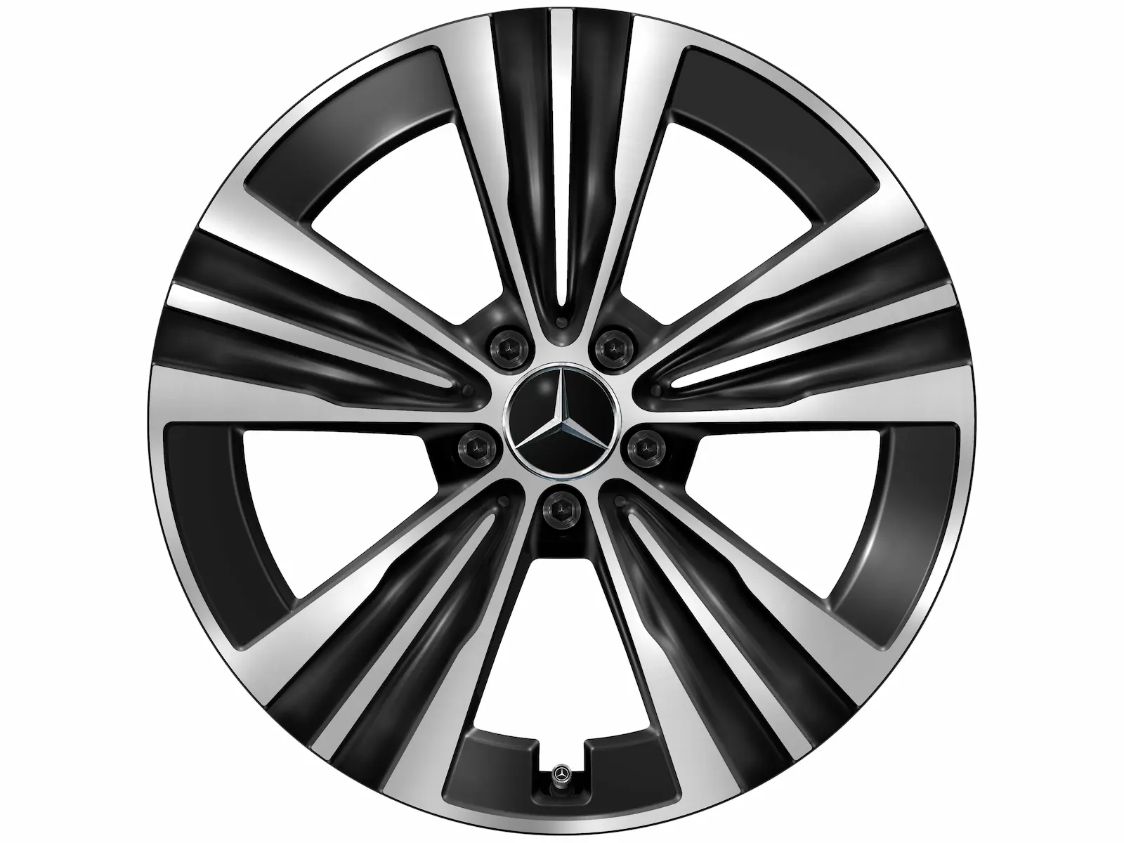 5-hole wheel, Aero, 48.3 cm (19 inch), 7.5 J x 19 ET 48.4, black, polished, aluminum, A17440106007X23