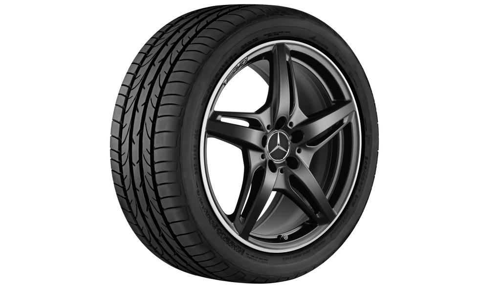 AMG 5-Speichen-Rad, 48,3 cm (19 Zoll), Felgenhorn glanzgedreht, AMG GT, 265/35 R19/, schwarz matt, A19040101007X71