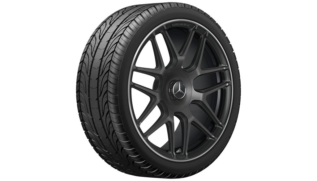 AMG Schmiederad im Kreuzspeichen-Design, 48,3 cm (19 Zoll), Felgenhorn glanzgedreht, A-Klasse, 245/35 R19/, schwarz matt, A17740125007X71