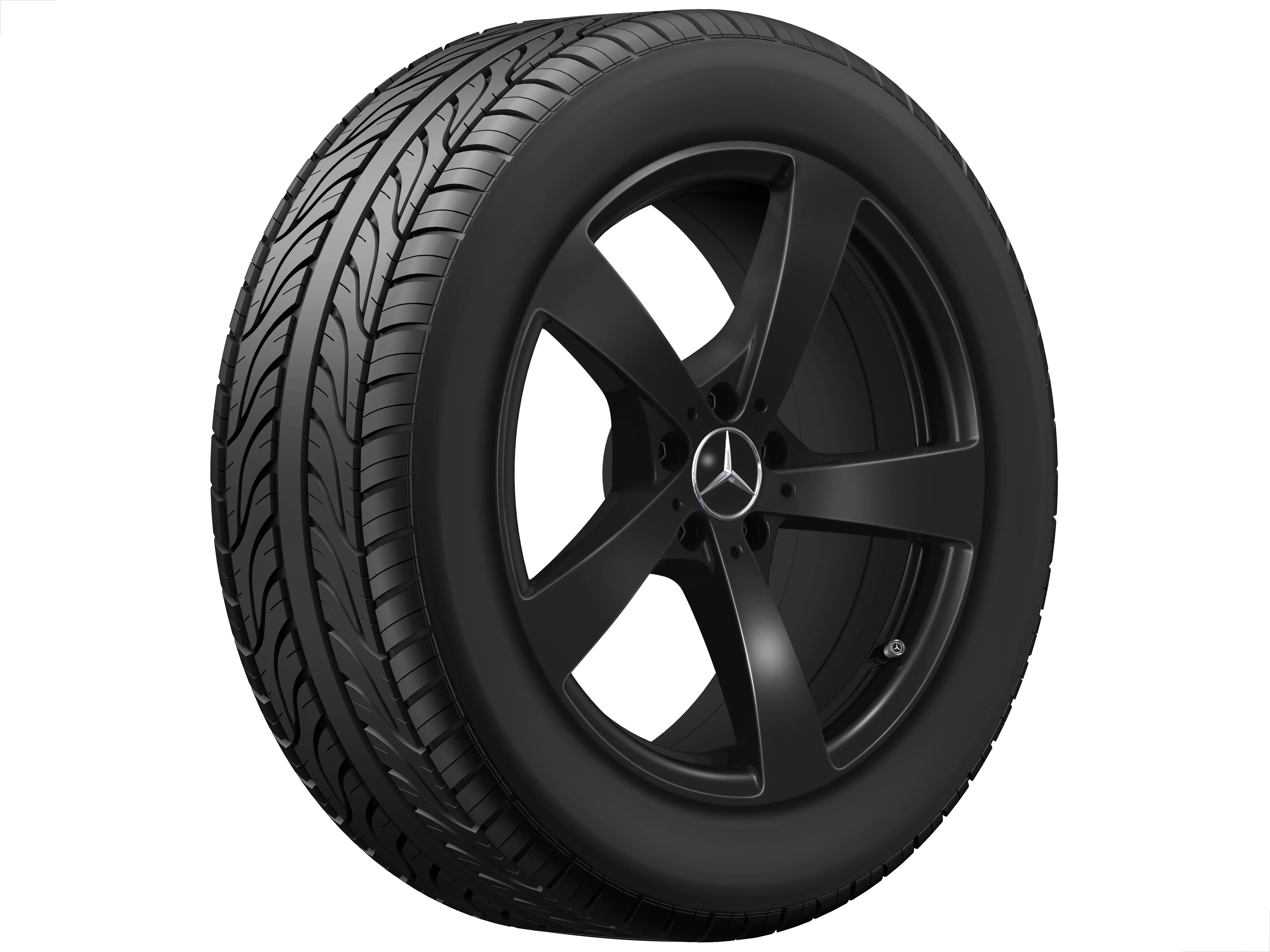 5-Speichen-Rad, Aero, 48,3 cm (19 Zoll), 8 J x 19 ET 32,7, schwarz, lackiert, A54040100007X43 5-Speichen-Rad, Aero, 48,3 cm (19 Zoll), 8 J x 19 ET 32,7, schwarz, lackiert, A54040100007X43