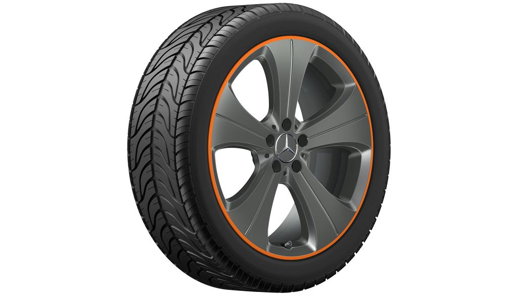 5-Speichen-Rad, 50,8 cm (20 Zoll), Felgenhorn orange lackiert, GLB/ GLA, 235/45 R20/, tremolit-metallic, A24740137007Y06