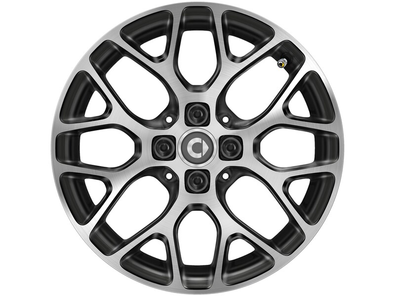 10-spoke alloy wheel, 40.6 cm (16-inch), high-sheen, smart, 185/50 R16/, black, A4534016601