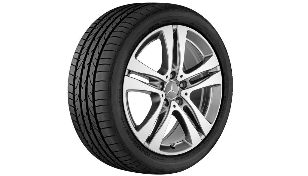 Cerchio a 5 doppie razze, 45,7 cm (18 pollici), lucido, Classe S, 245/50 R18/, grigio Himalaya, A22240134007X21 Cerchio a 5 doppie razze, 45,7 cm (18 pollici), lucido, Classe S, 245/50 R18/, grigio Himalaya, A22240134007X21