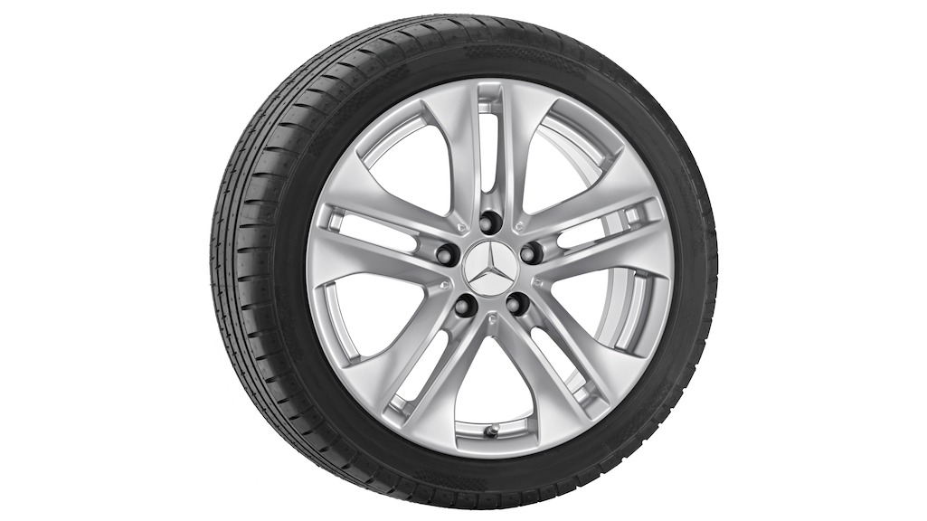 5-twin-spoke wheel, 43.2 cm (17 inch), E-Class, 245/45 R17/, titanium silver, A21240110009765
