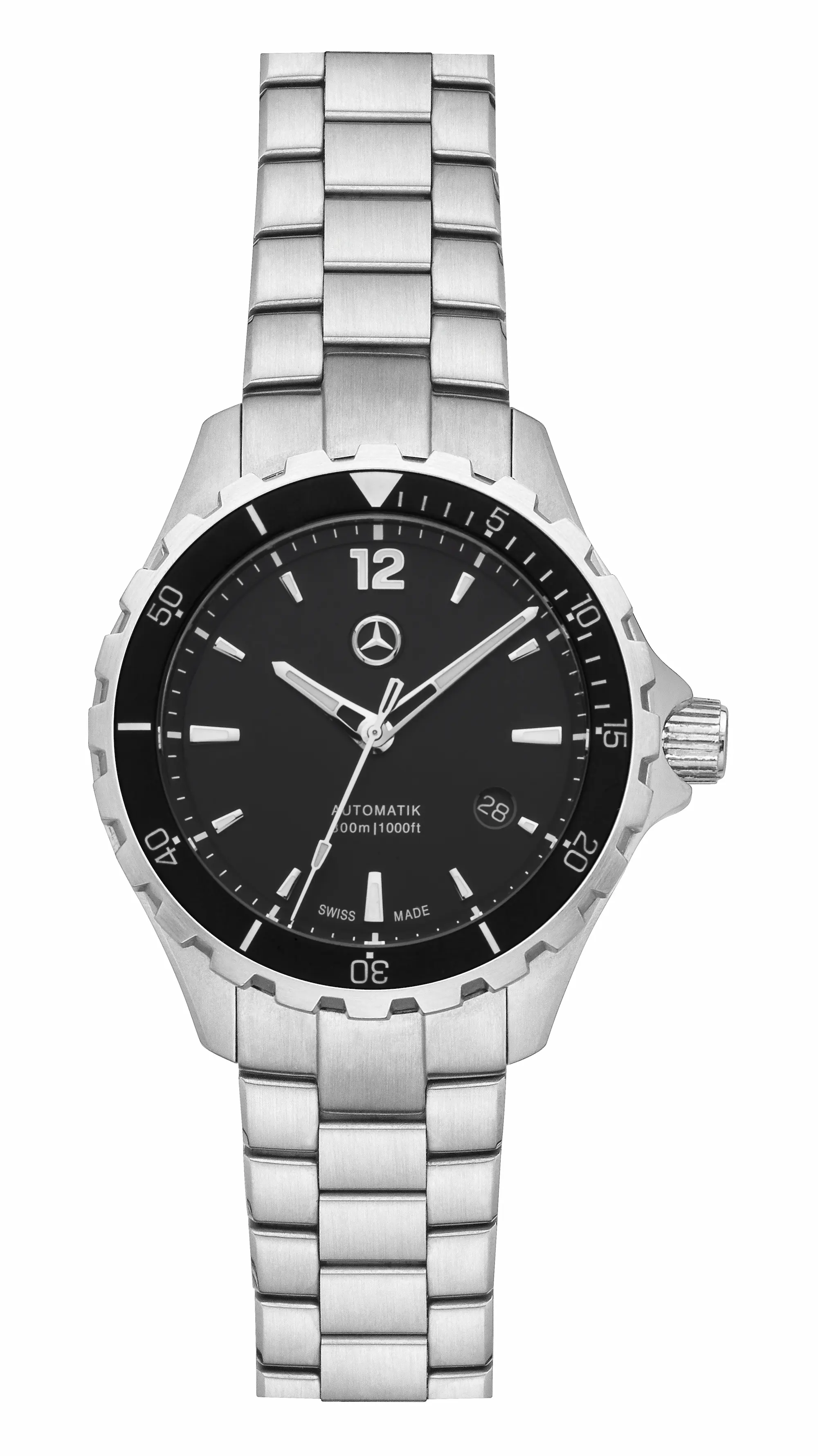 Armbanduhr, Herren, Mercedes-Benz Automatik, Sport, schwarz / silberfarben, Edelstahl / Keramik, B67960055