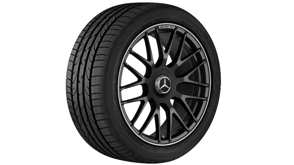 AMG Schmiederad im Kreuzspeichen-Design, 48,3 cm (19 Zoll), Felgenhorn glanzgedreht, CLS, 285/30 R19/, schwarz matt, A21840118007X71 AMG Schmiederad im Kreuzspeichen-Design, 48,3 cm (19 Zoll), Felgenhorn glanzgedreht, CLS, 285/30 R19/, schwarz matt, A21840118007X71