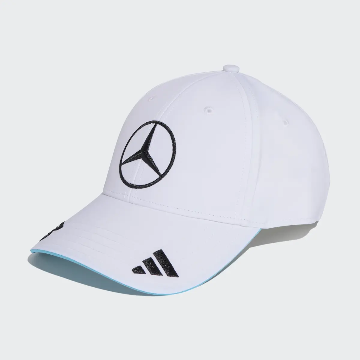 Cap, George Russell, Mercedes-AMG F1, blau, Polyester (recycelt), Adidas, B67998368, weiß, B67998367 Cap, George Russell, Mercedes-AMG F1, blau, Polyester (recycelt), Adidas, B67998368, weiß, B67998367