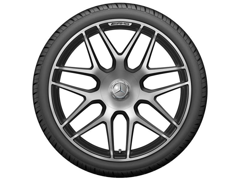 AMG Schmiederad im Kreuzspeichen-Design, 55,9 cm (22 Zoll), glanzgedreht, G-Klasse, 295/40 R22/, schwarz matt, A46340120007X36
