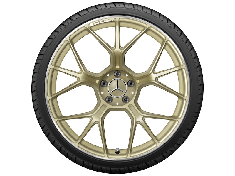 AMG Schmiederad im Kreuzspeichen-Design, 53,3 cm (21 Zoll), AMG GT, 295/30 R21/, schwarz matt, goldfarben, A19240113001X71
