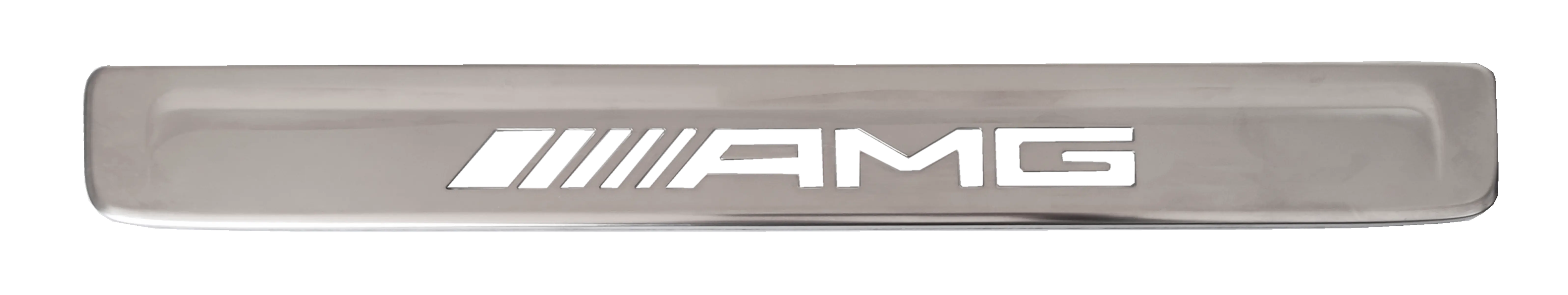 Interchangeable cover for illuminated door sill panel, AMG, front, 2-way, stainless steel, silver / white, A2066805305