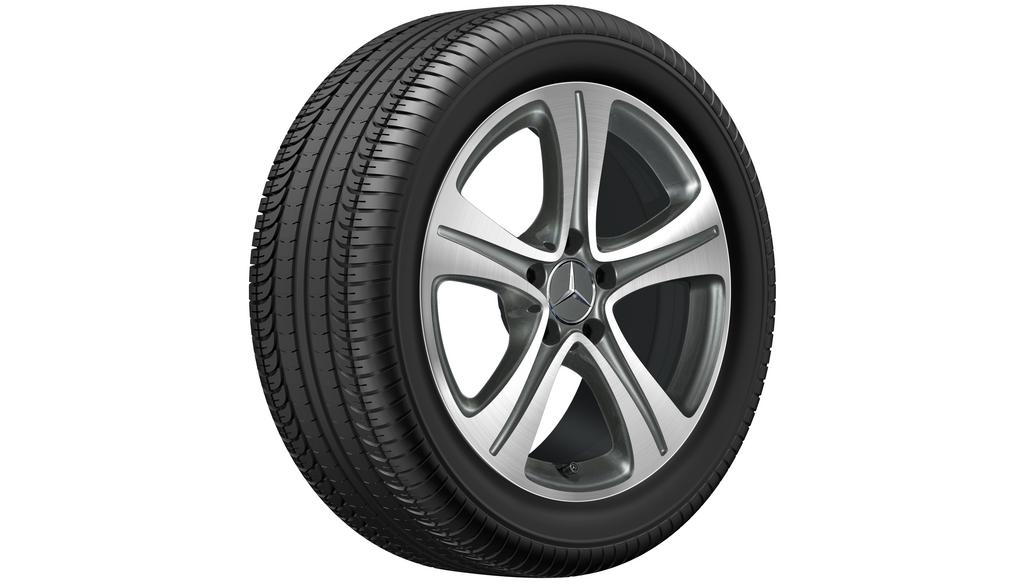 5-spoke wheel, 43.2 cm (17-inch), high-sheen, C-Class, 225/50 R17/, gray Himalaya, A20540111017X21 5-spoke wheel, 43.2 cm (17-inch), high-sheen, C-Class, 225/50 R17/, gray Himalaya, A20540111017X21