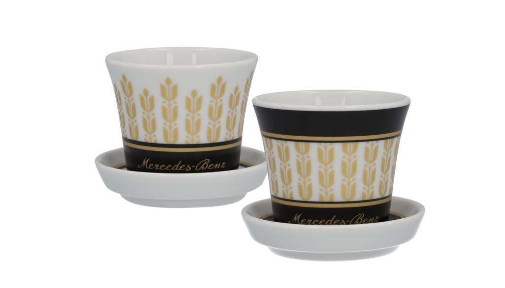 Espresso cups, set, 90 ml, 4-piece, black / white / gold-colored, B66042028