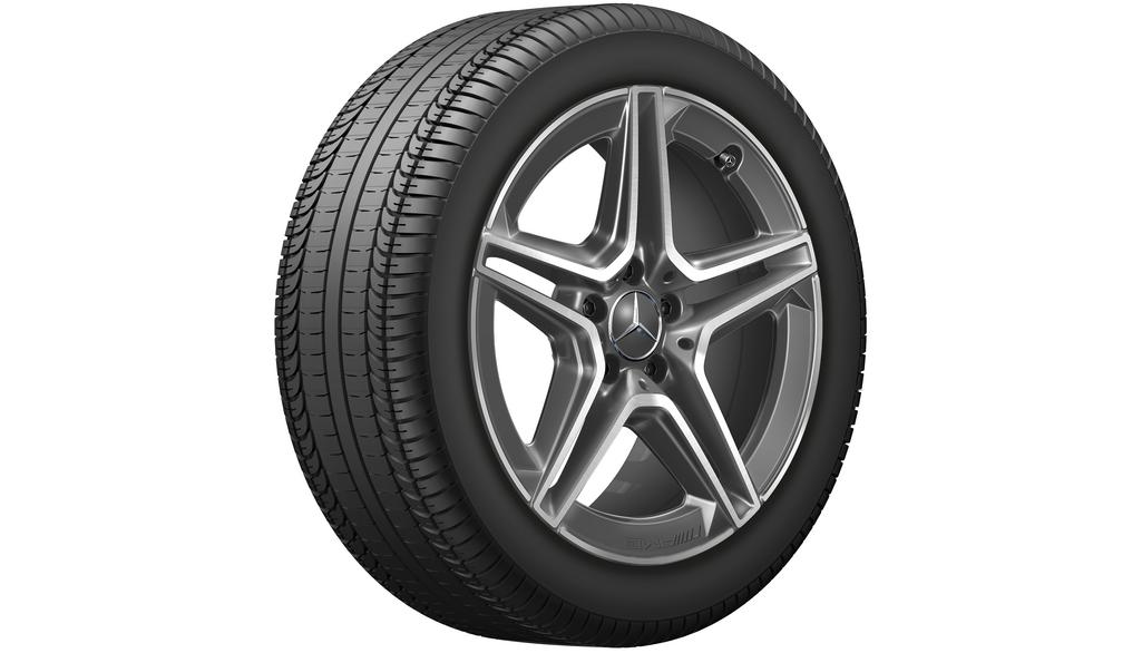 AMG 5-twin-spoke wheel, 45.7 cm (18-inch), high-sheen, E-Class, 245/45 R18/, tantalum gray, A21340163007Y51