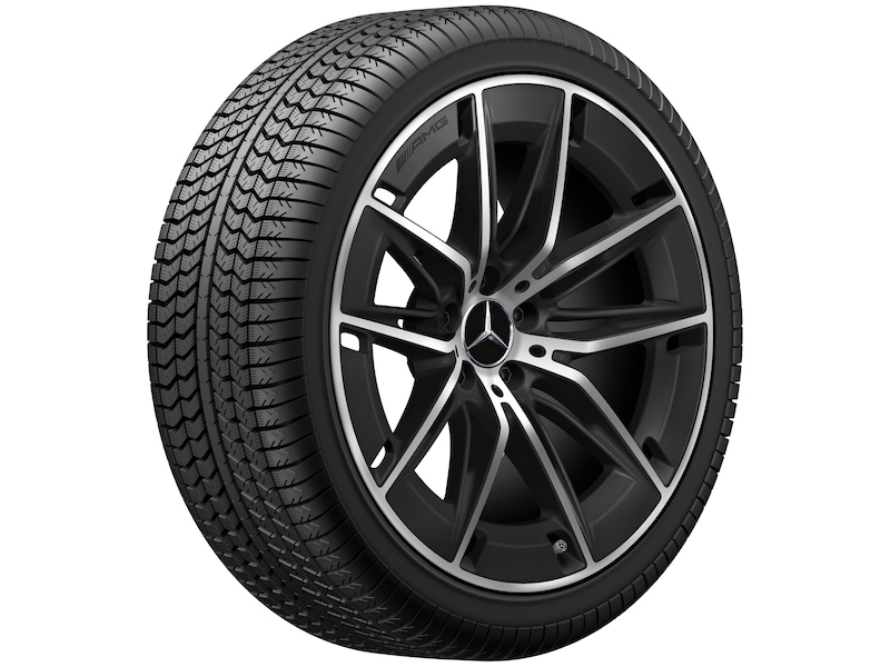 AMG light-alloy wheel, 5-twin-spoke design, 50.8 cm (20-inch), high-sheen, E-Class, 265/40 R20/, matt black, A21440111007X36