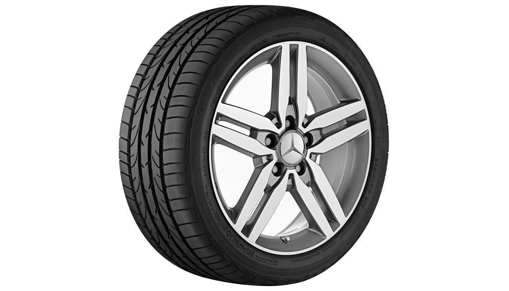 5-Doppelspeichen-Rad, 43,2 cm (17 Zoll), glanzgedreht, B-Klasse, 215/45 R17/, palladiumsilber, B66474580