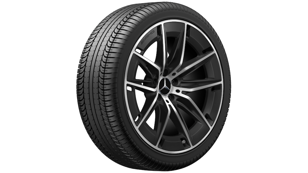 AMG light-alloy wheel, 5-twin-spoke design, 50.8 cm (20-inch), high-sheen, E-Class, 265/40 R20/, matt black, A21440111007X36