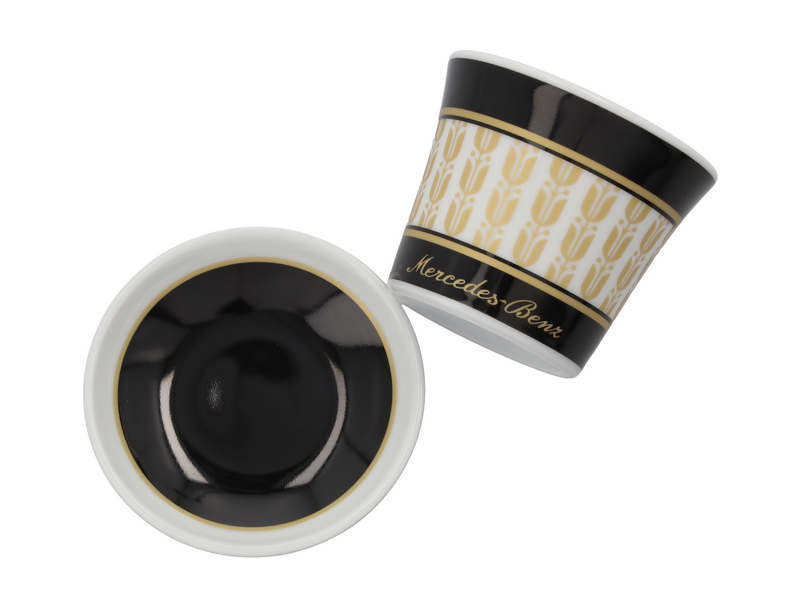 Espresso cups, set, 90 ml, 4-piece, black / white / gold-colored, B66042028