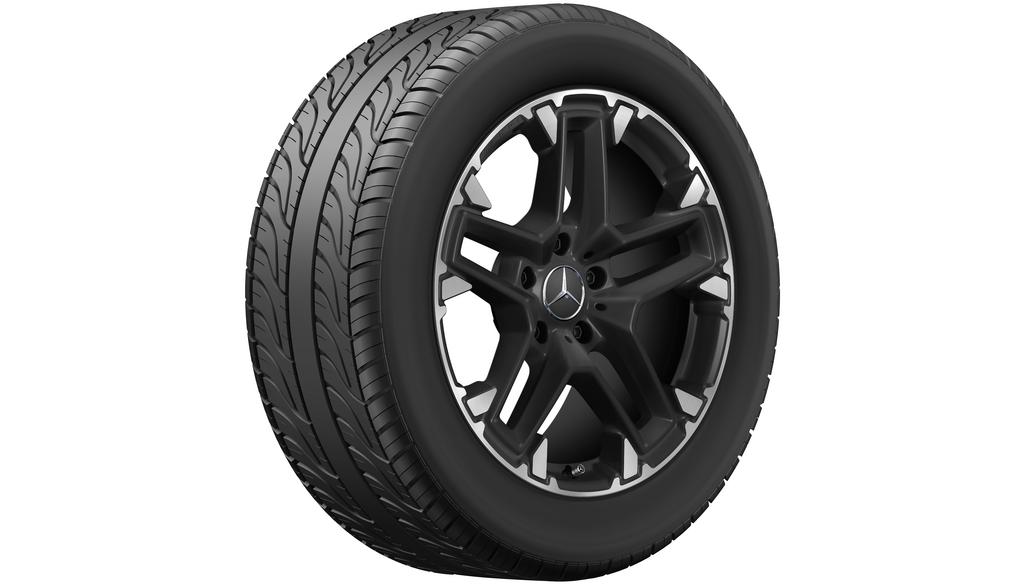 AMG Kreuzspeichen-Rad, 50,8 cm (20 Zoll), Felgenhorn glanzgedreht, G-Klasse, 275/50 R20/, schwarz matt, A46340137007X71 AMG Kreuzspeichen-Rad, 50,8 cm (20 Zoll), Felgenhorn glanzgedreht, G-Klasse, 275/50 R20/, schwarz matt, A46340137007X71