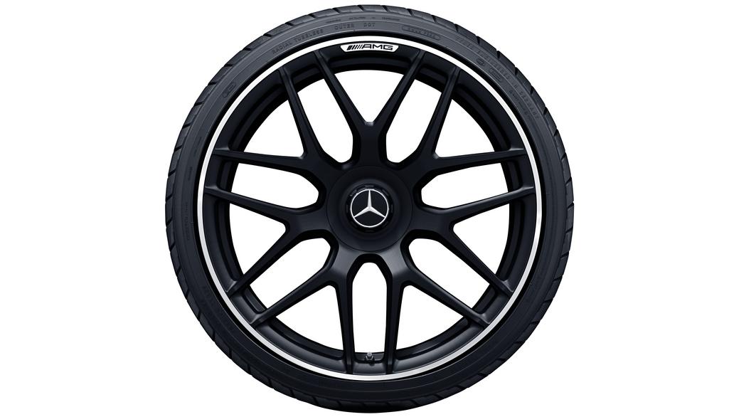 Cerchio forgiato AMG a razze incrociate, 53,3 cm (21 pollici), flangia del cerchio ad alta lucentezza, AMG GT, 315/30 R21/, nero opaco, A29040109007X71 Cerchio forgiato AMG a razze incrociate, 53,3 cm (21 pollici), flangia del cerchio ad alta lucentezza, AMG GT, 315/30 R21/, nero opaco, A29040109007X71