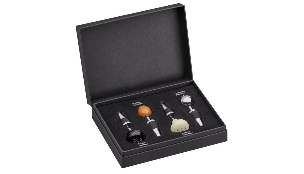 Wine stoppers, set of 4, ivory / silver / wine red, B66045160 Wine stoppers, set of 4, ivory / silver / wine red, B66045160