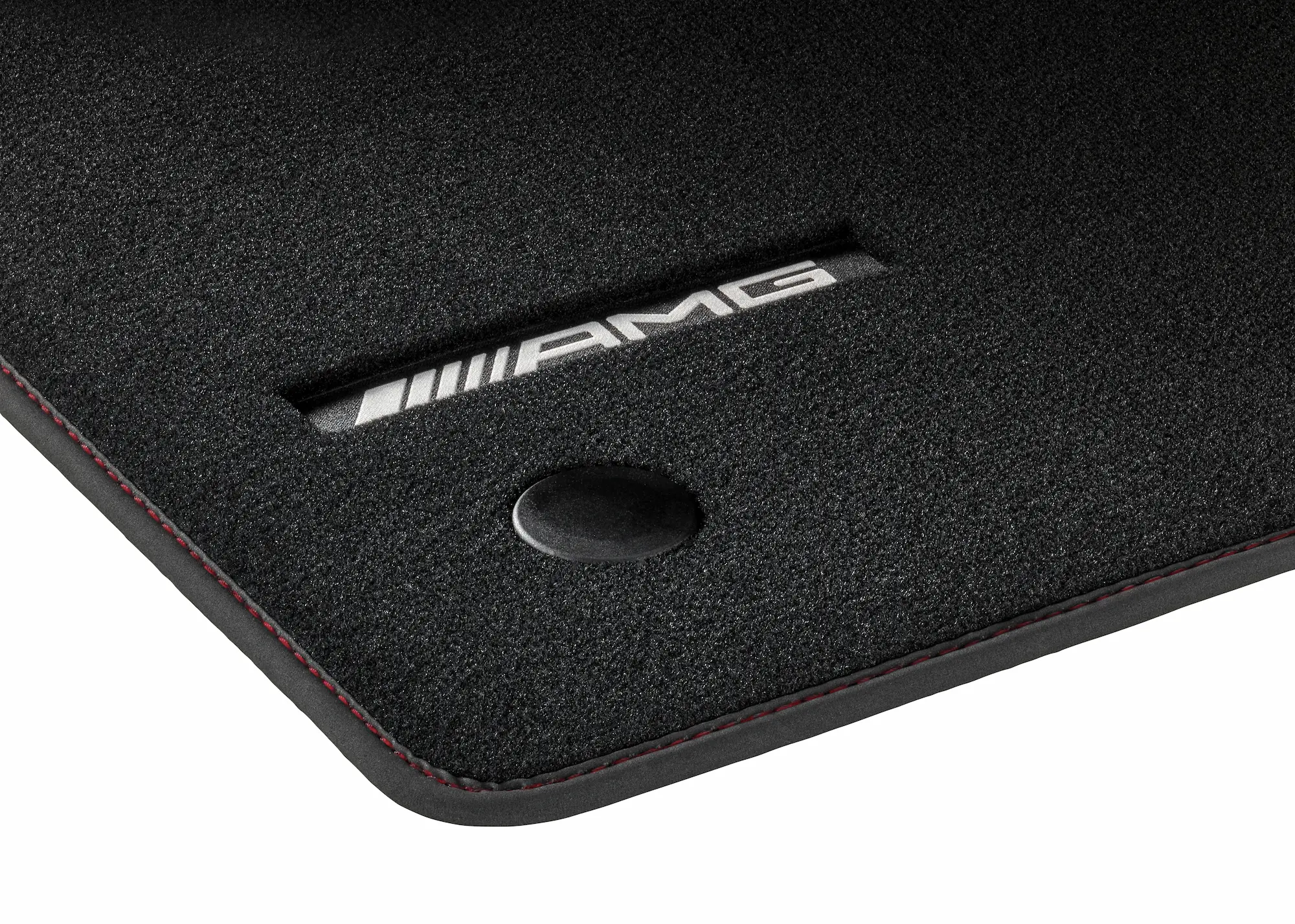AMG velour mats, set, 4-piece, with AMG woven logo, accent red topstitching, RL, black, A46568064013B92