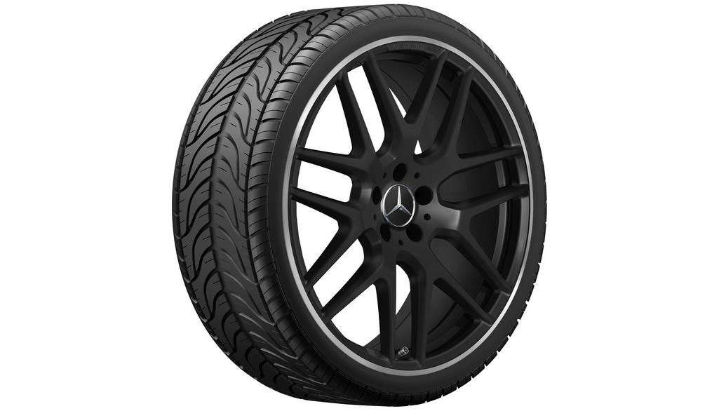 Cerchio a raggi incrociati AMG, 53,3 cm (21 pollici), flangia del cerchio lucida, GLB/ GLA, 255/35 R21/, nero opaco, A24740123007X71 Cerchio a raggi incrociati AMG, 53,3 cm (21 pollici), flangia del cerchio lucida, GLB/ GLA, 255/35 R21/, nero opaco, A24740123007X71
