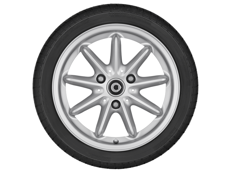 9-spoke alloy wheel, Design 2, 38.1 cm (15-inch), smart, 155/60 R15/, titanium silver, A4514011402CA4L