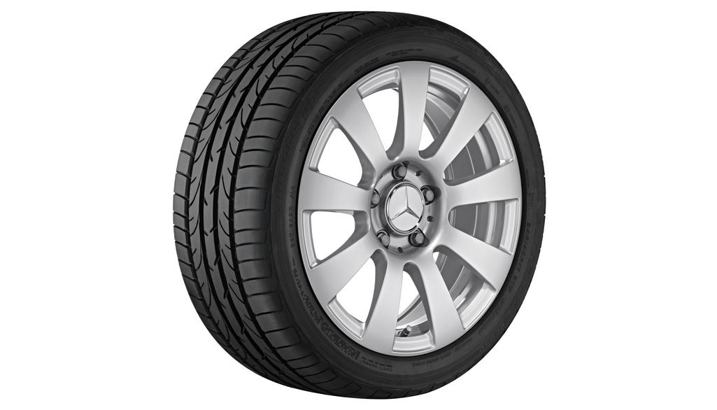 9-spoke wheel, 40.6 cm (16 inch), E-Class, 225/55 R16/, titanium silver, A2124010102