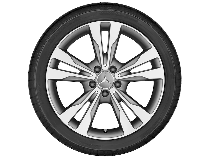 5-Doppelspeichen-Rad Grau Himalaya Glanzgedreht, Michelin, Pilot Alpin PA4 MO, 225/45 R18 95V XL, Winter, Q440141512050G12020